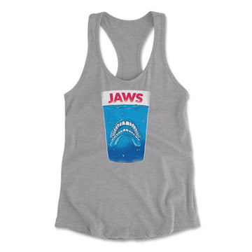 Jaws Teeth Womens Racerback Tank in Heather Grey color